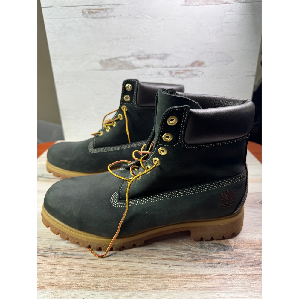 Timberland 6 Inch Premium Waterproof Boots Mens 12W BlackLeather Custom Mono KHH - Picture 3 of 10
